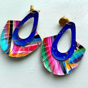 Colorful Leather Dangle Earrings